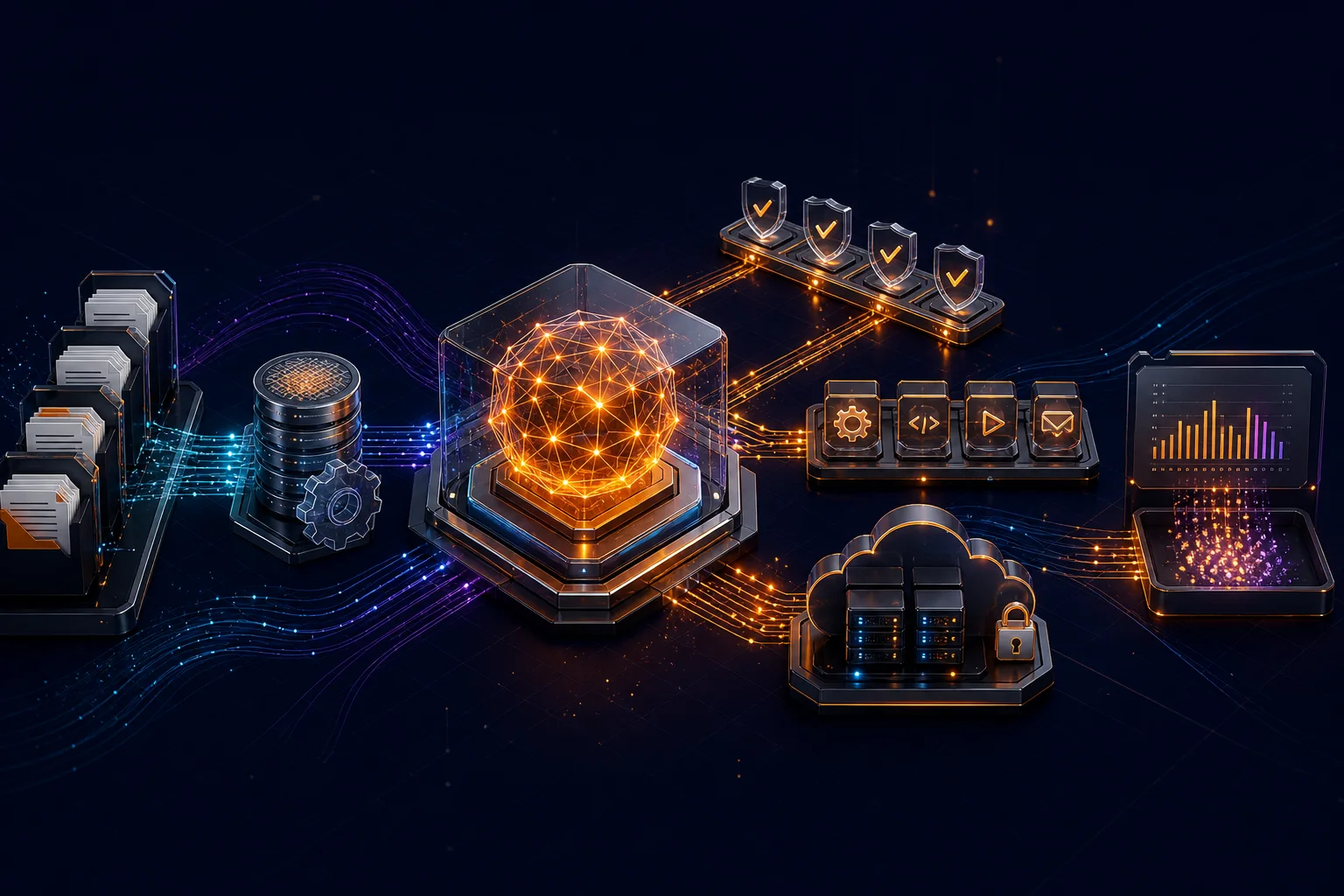 Production AI system connecting knowledge, agents, evaluation and cloud compute