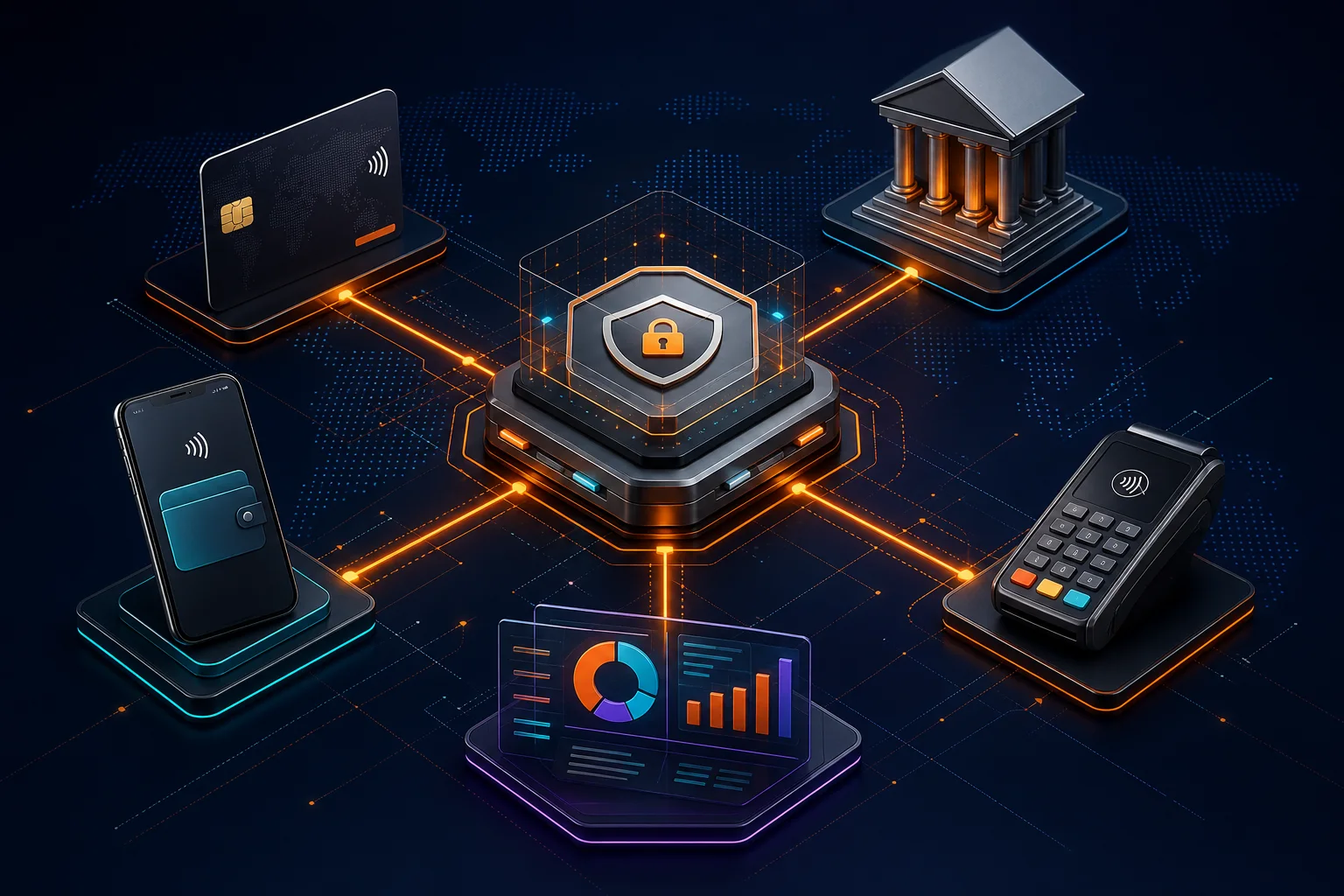 Secure payment orchestration connecting cards, wallets and banks