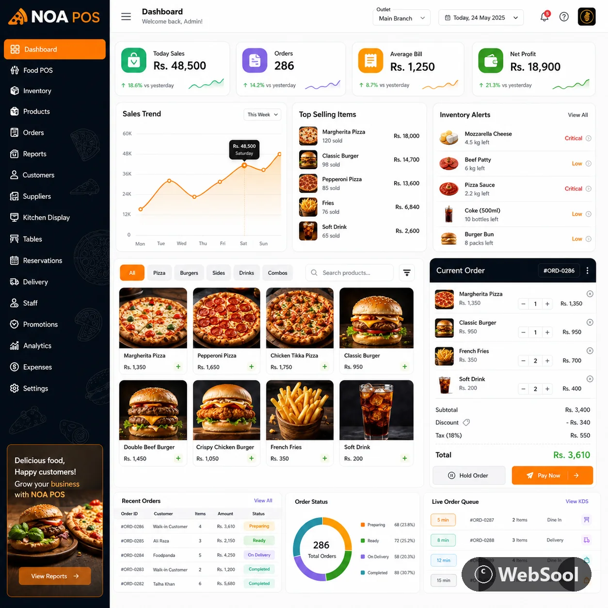 NOA POS (Foods) dashboard — built by WebSool